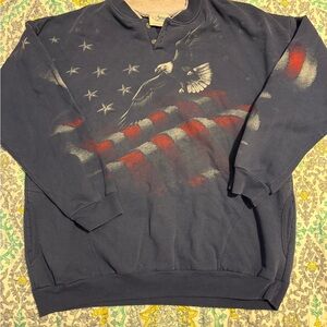 Men's Navy Eagle & Flag Crewneck Sweatshirt